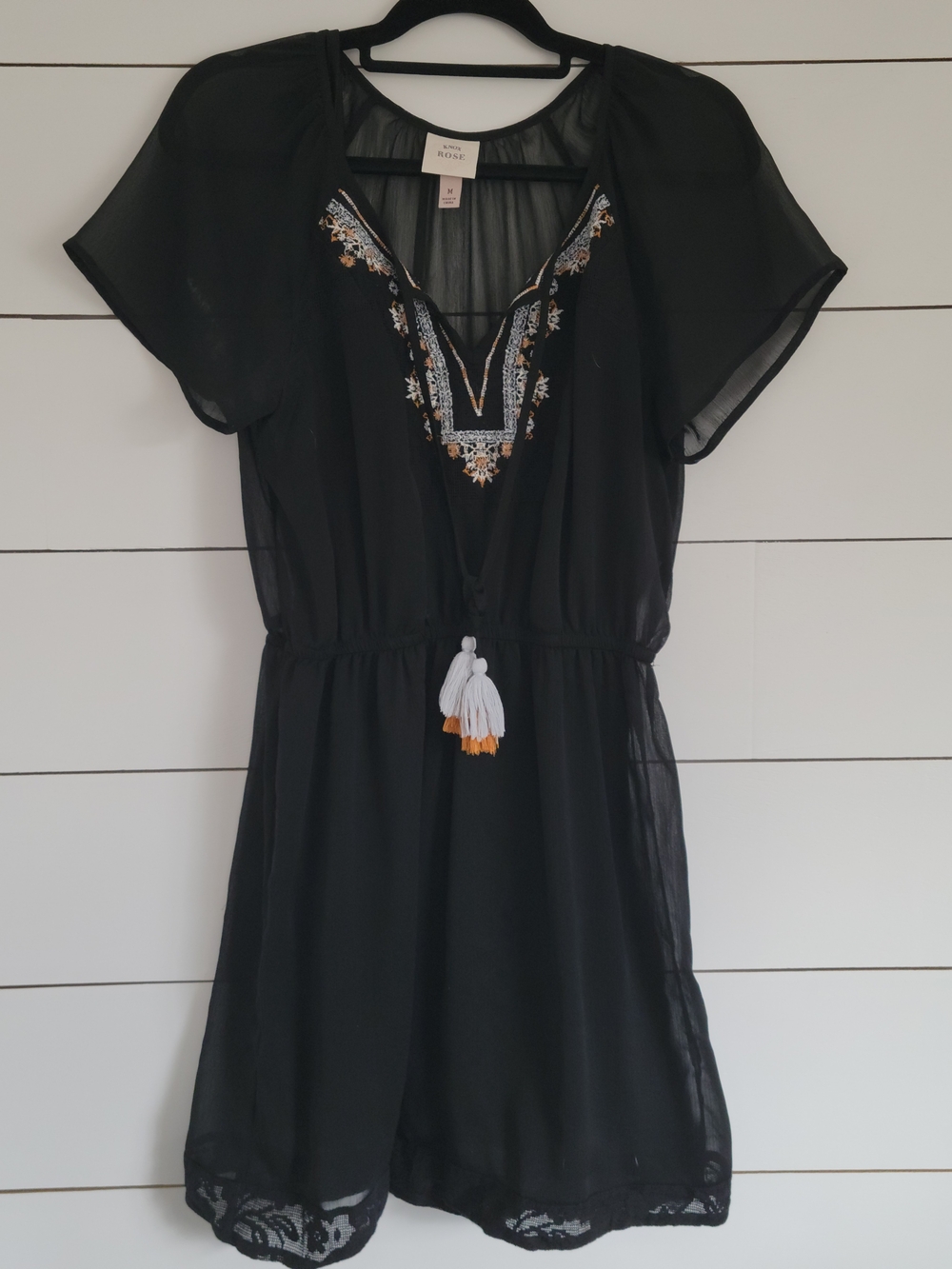 Knox Rose Black Dress with Tassel Tie
